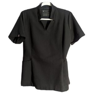 Figs Inala Technical Collection Slim Scrub Top Black Stretch Womens Size Medium